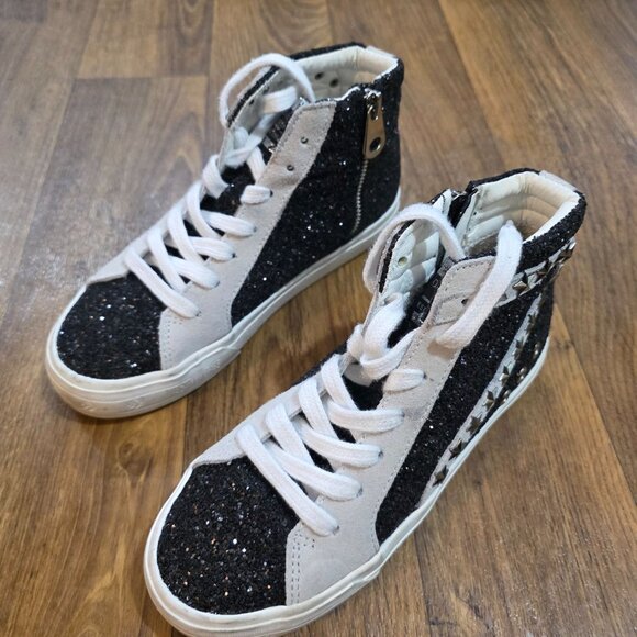 Vintage Property Dormy RO-8 Sparkle High Top Sneakers Black Glitter Women’s 6 - Picture 1 of 12